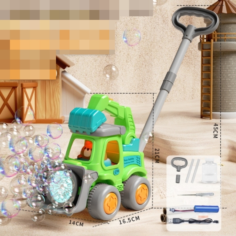 Kids Outdoor Wagon - Hand-Pushed Electric Bubbles Maker Machine Plastic