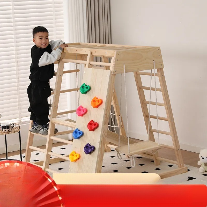 Kids Outdoor Jungle Gym With Slide - JMZ Wooden Jungle Gym Slide Climbing
