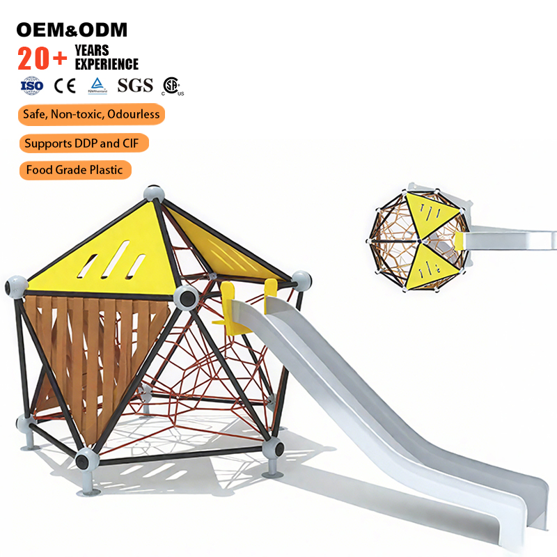 Kids Outdoor Zone - Outdoor Geodesic Dome Kids Climbing Slide