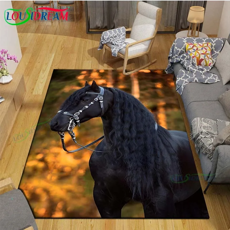 Kids Outdoor Yoga - Fashion 3D Beautiful Horse Printed Carpets