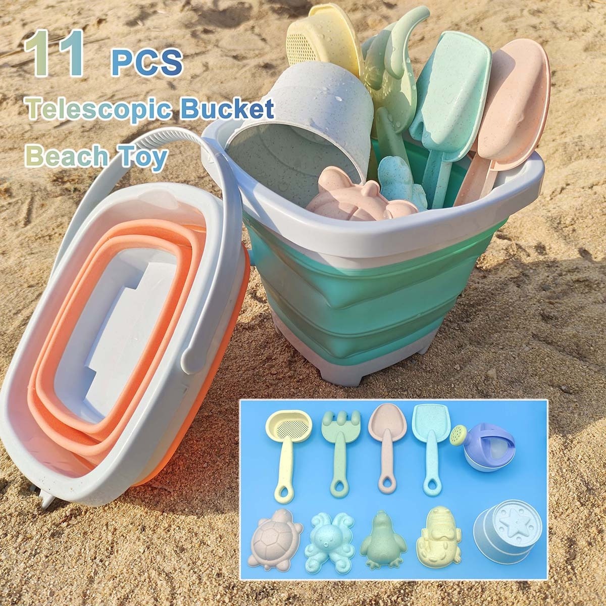 Kids Outdoor Sandbox - 11 PCS Beach Sand Play Water