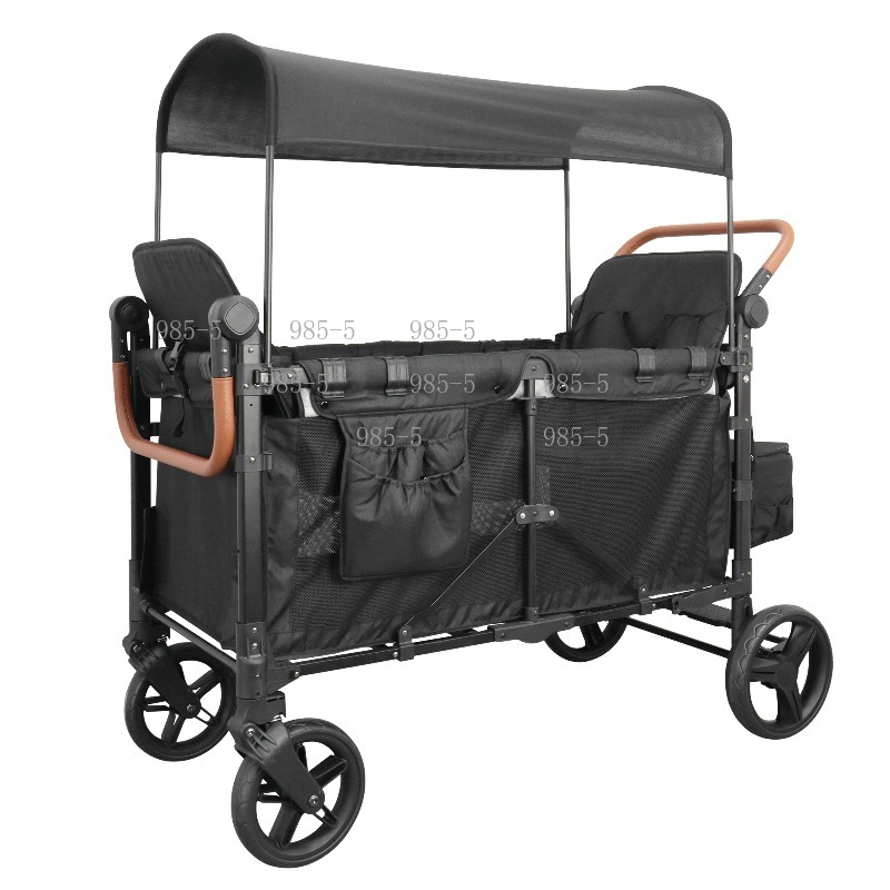 Kids Outdoor Wagon - Foldable 4-Seater Camping Wagon Stroller, Outdoor