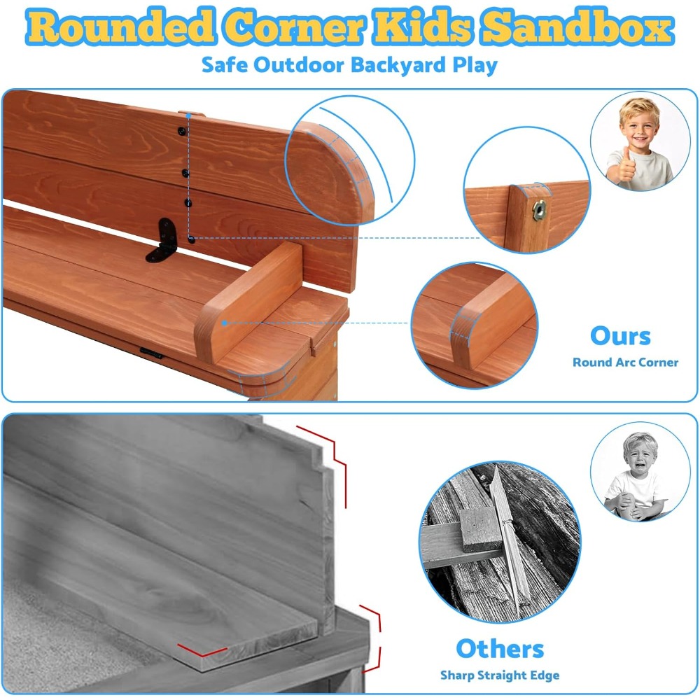 US Shipping Wooden Kids Sandbo - Kids Outdoor Sandbox 评论和价格