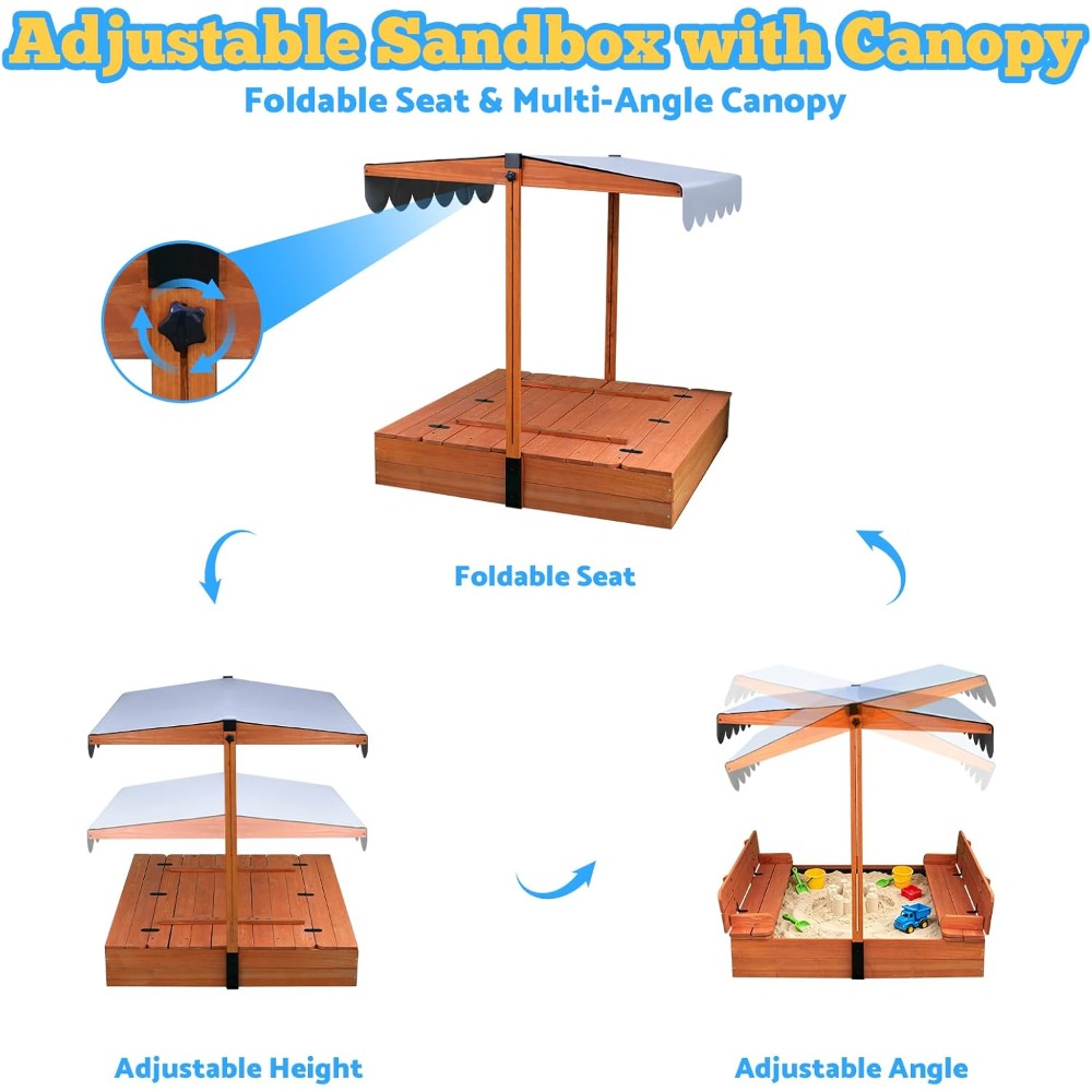 US Shipping Wooden Kids Sandbo - Kids Outdoor Sandbox 评论和价格