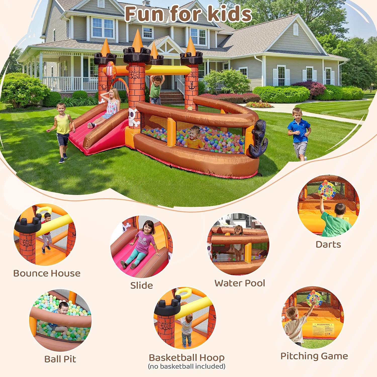 Inflatable Bounce House for Ki - Kids Outdoor Jump House 评论和价格