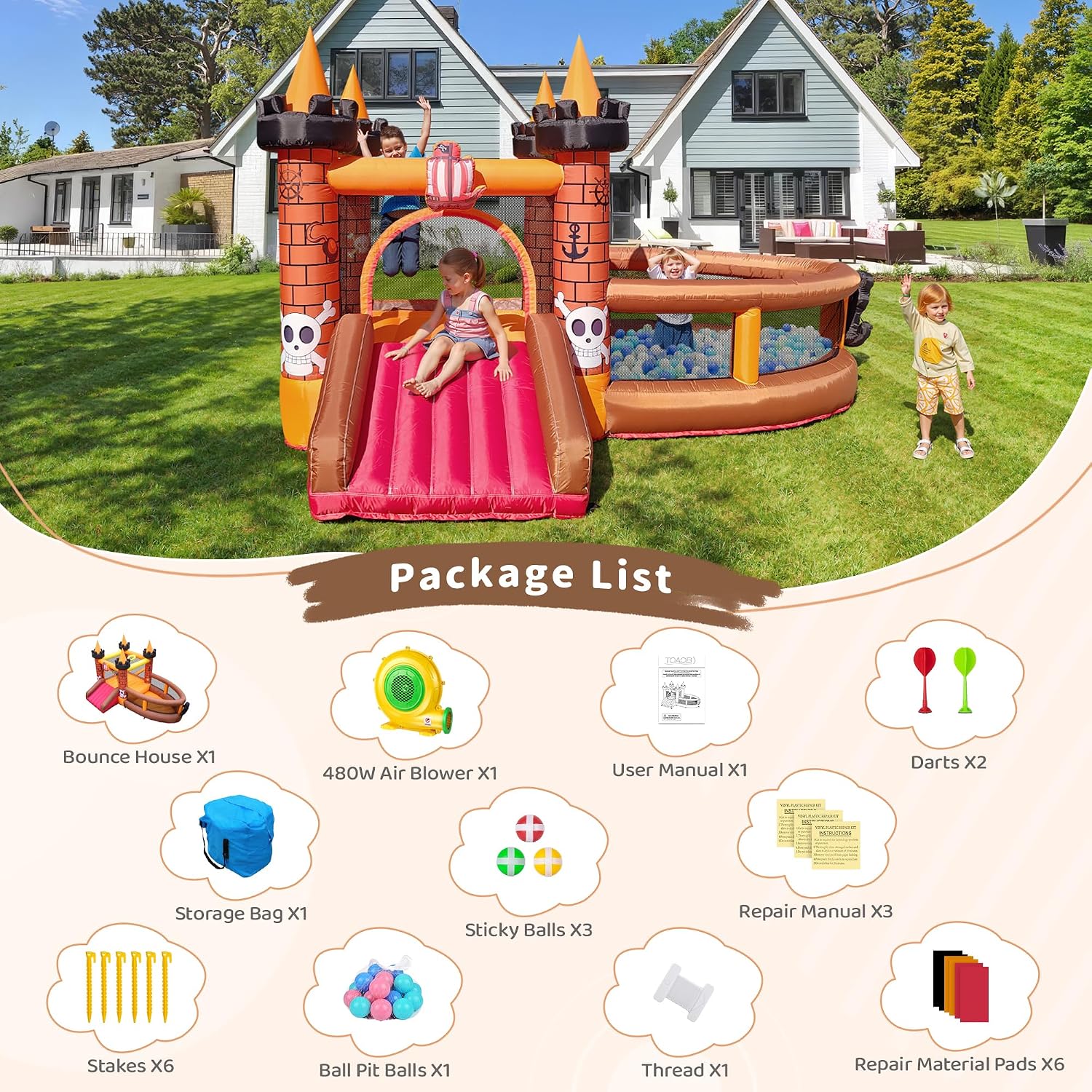 Inflatable Bounce House for Ki - Kids Outdoor Jump House 评论和价格