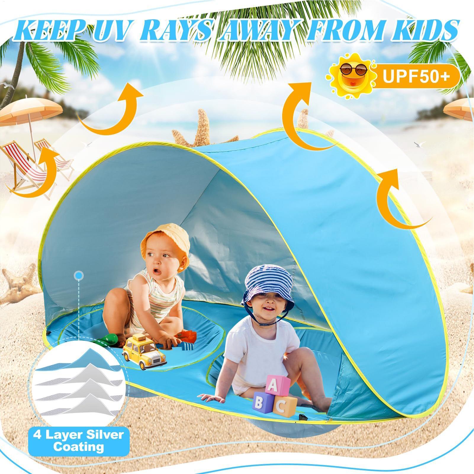 Kid Beach Tent With Pool UV Pr - Kids Outdoor Wagon 评论和价格