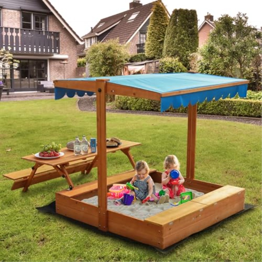 Backyard outdoor kids wooden s - Kids Outdoor Sandbox 评论和价格