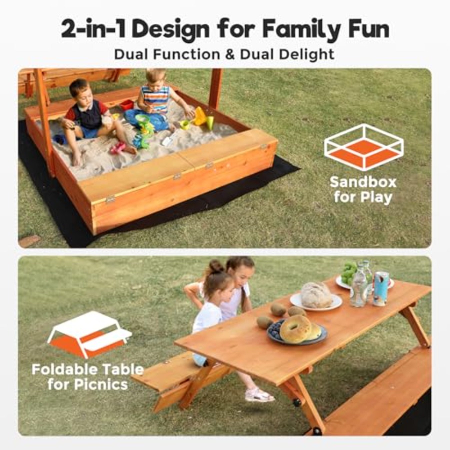 Backyard outdoor kids wooden s - Kids Outdoor Sandbox 评论和价格