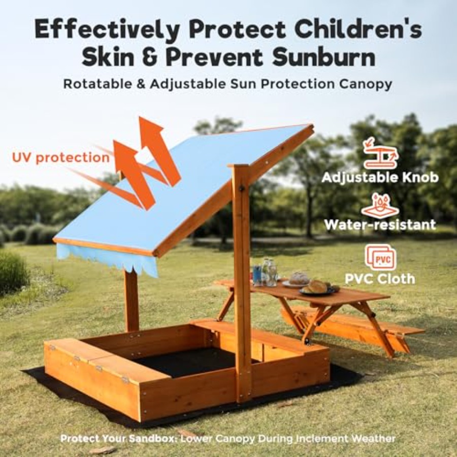 Backyard outdoor kids wooden s - Kids Outdoor Sandbox 评论和价格