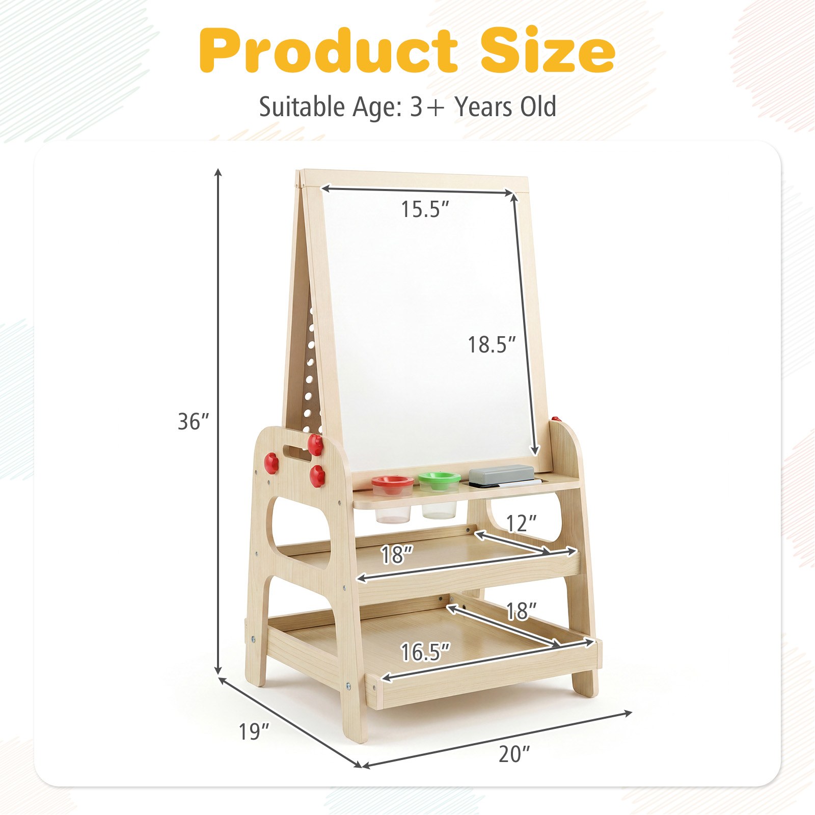 2-in-1 Easel for Kids Wooden A - Kids Outdoor Easel 评论和价格