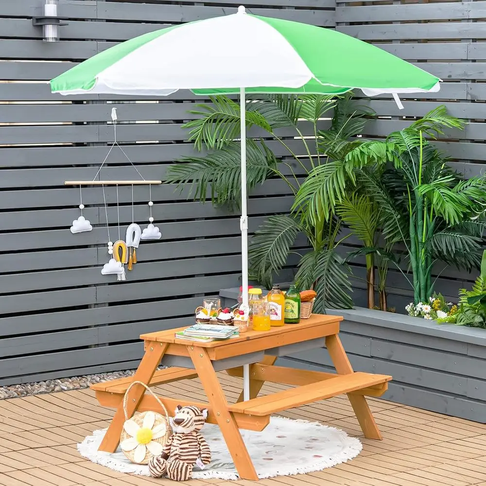 4-in-1 Wooden Sand & Water Pic - Kids Outdoor Sandbox 评论和价格