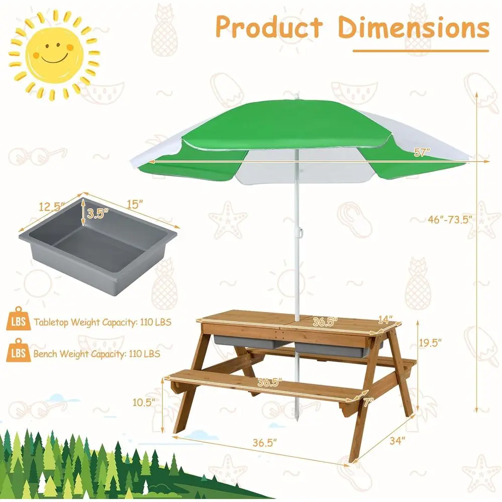 4-in-1 Wooden Sand & Water Pic - Kids Outdoor Sandbox 评论和价格