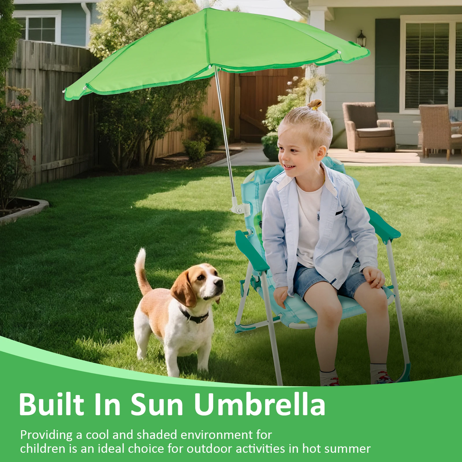 Kids Folding Beach Chair With  - Kids Outdoor Lounge Furniture 评论和价格