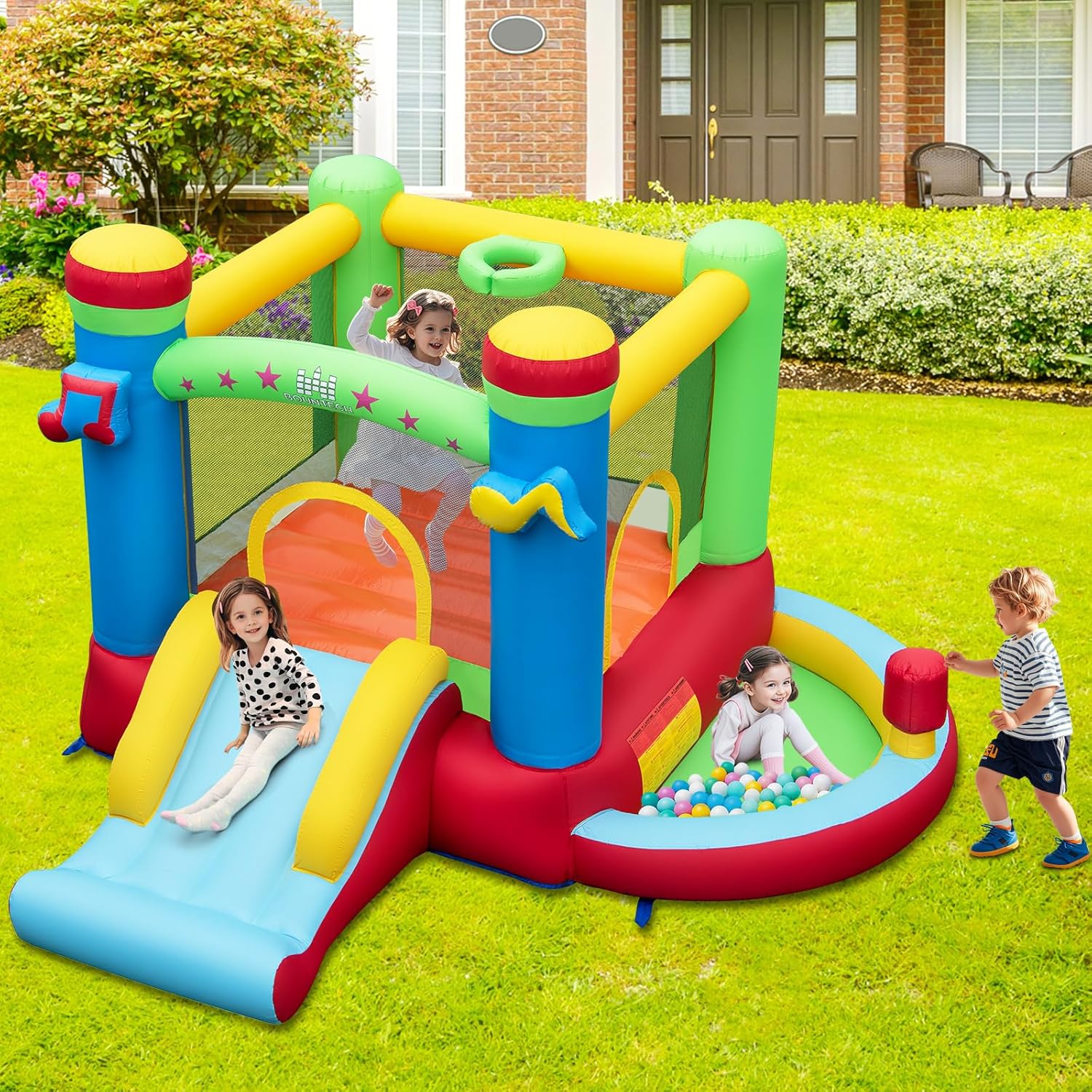Inflatable Bounce House with B - Kids Outdoor Jump House 评论和价格