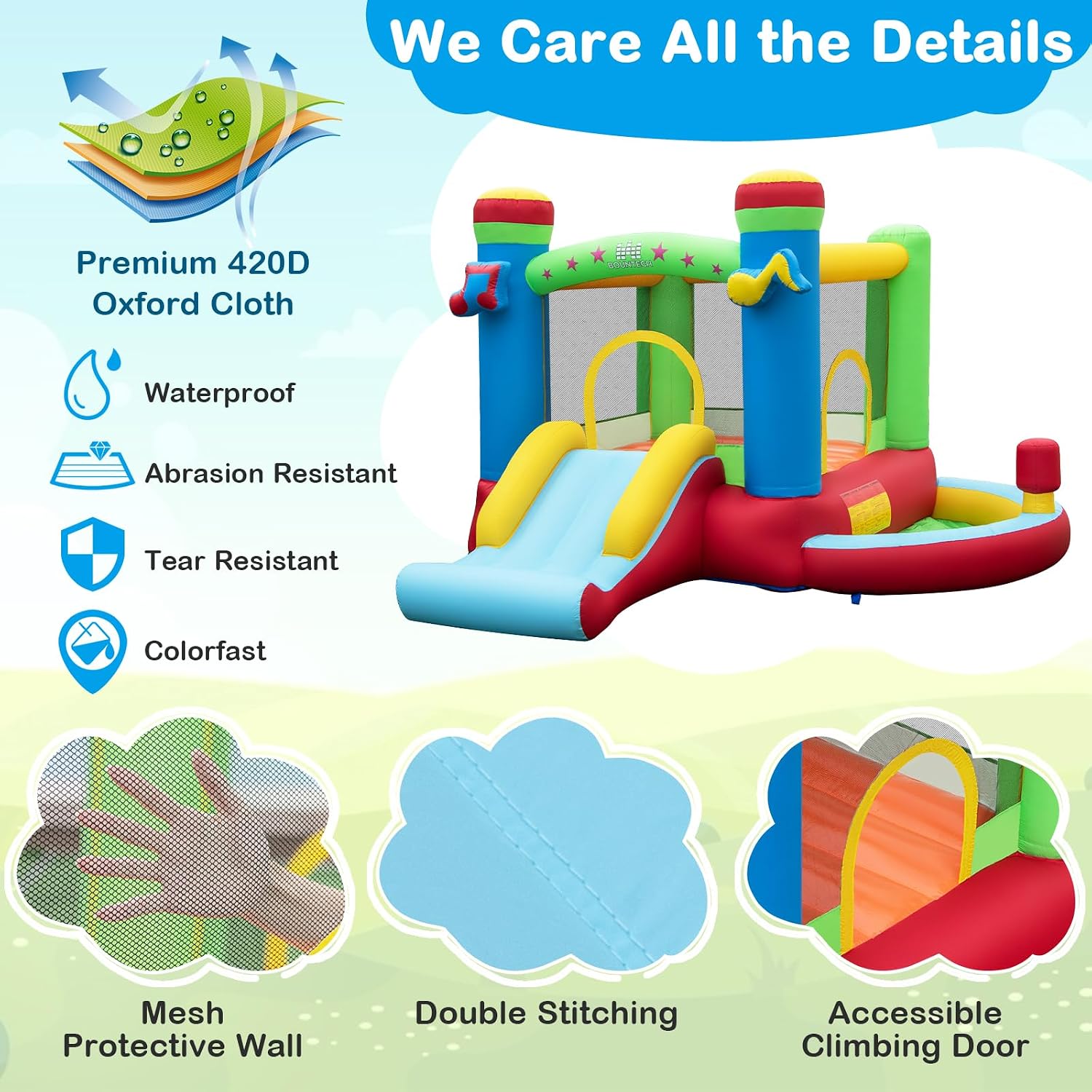 Inflatable Bounce House with B - Kids Outdoor Jump House 评论和价格