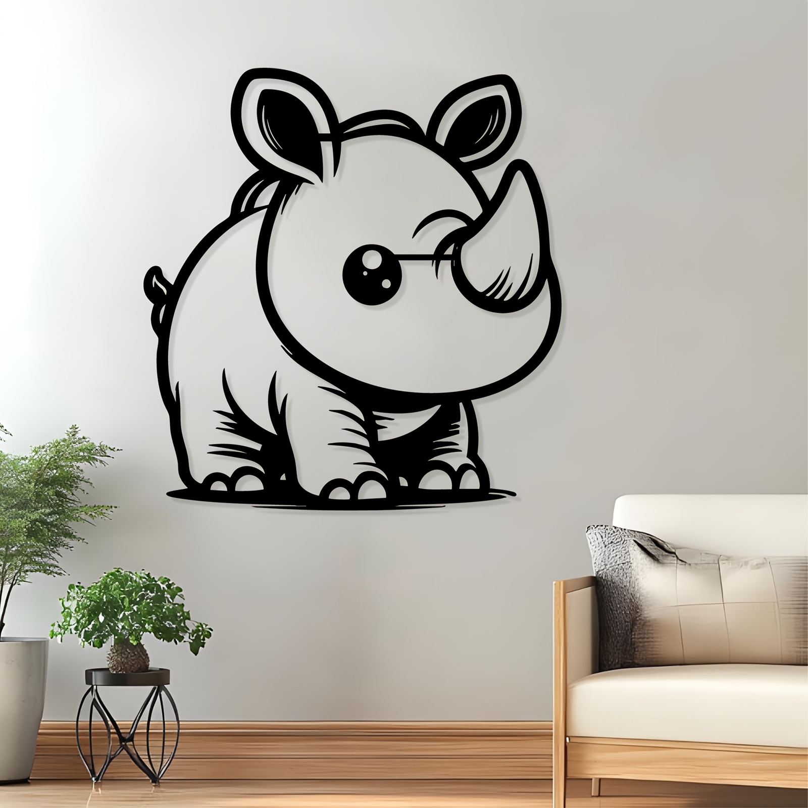 Cute Rhino Metal Wall Art, Rus - Kids Outdoor Fence 评论和价格