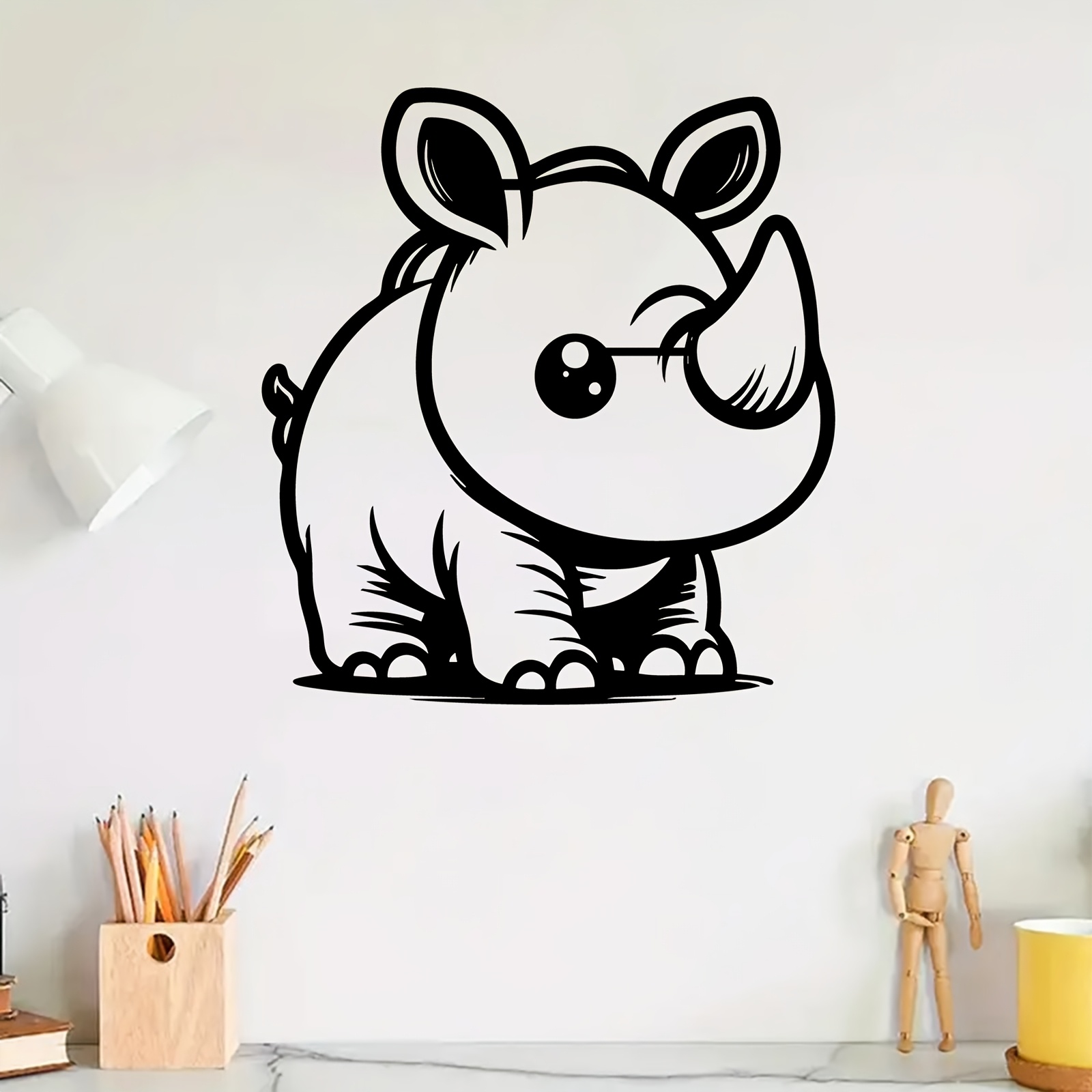 Cute Rhino Metal Wall Art, Rus - Kids Outdoor Fence 评论和价格