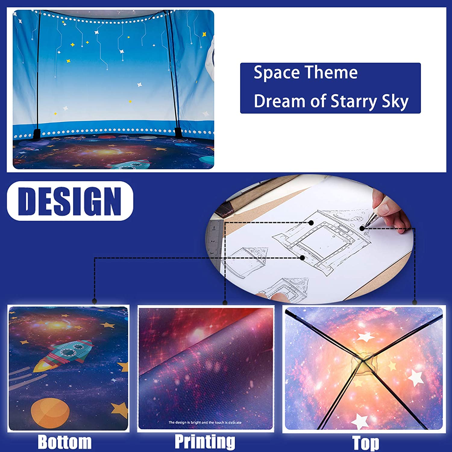 Rocket Ship Kids Tent Pop Up P - Kids Outdoor Fence 评论和价格